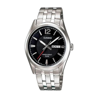 MTP-1335 | RELOJ CASIO ORIGINAL DE ACERO NEGRO | CAS-255, CAS-256