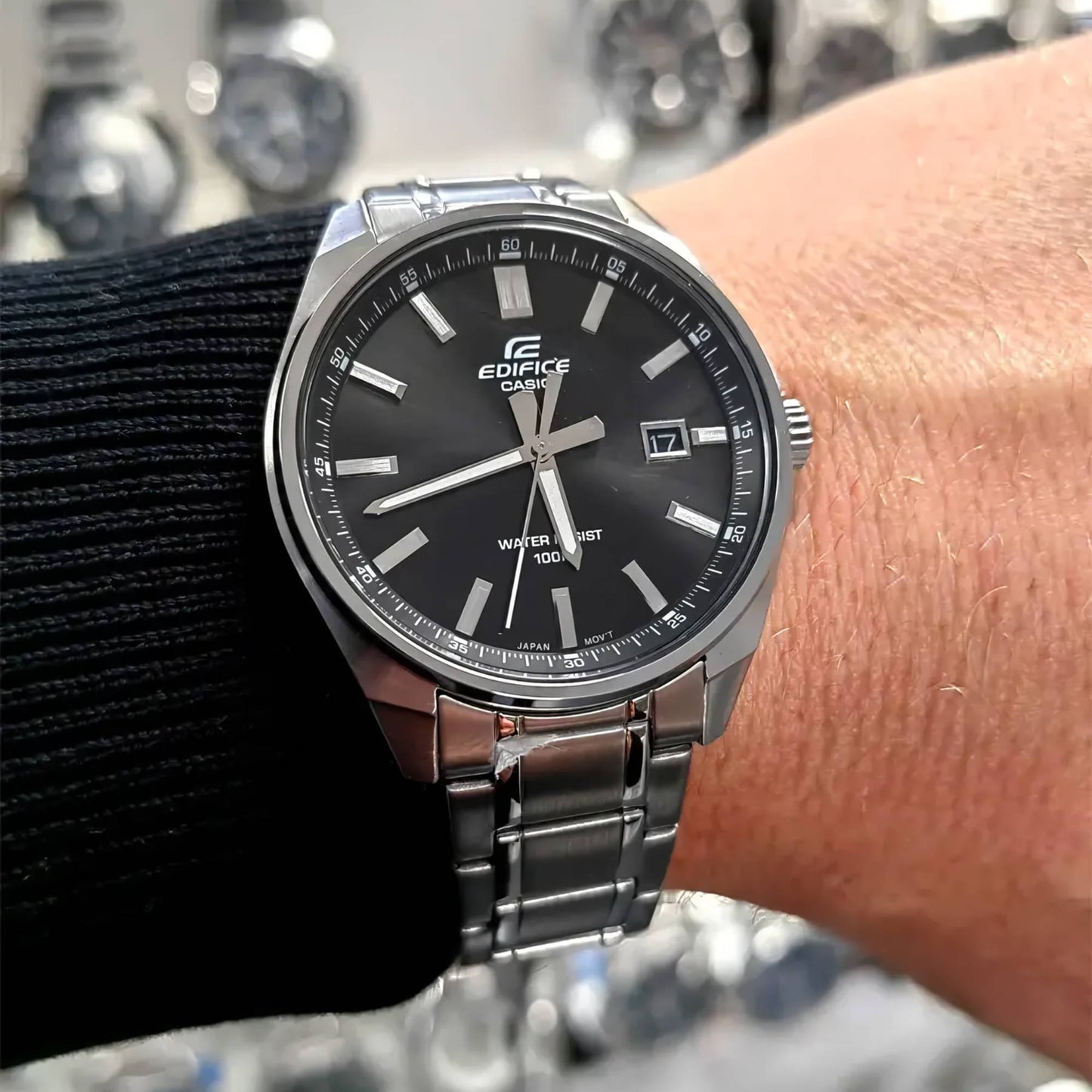 EFV-150D | RELOJ CASIO EDIFICE ORIGINAL ACERO NEGRO AZUL | EDI-OG-11,  EDI-OG-12