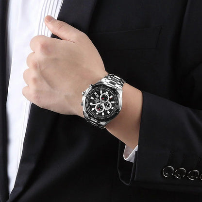 EF-539D | RELOJ CASIO EDIFICE ORIGINAL ACERO NEGRO AZUL | EDI-OG-17, EDI-OG-18