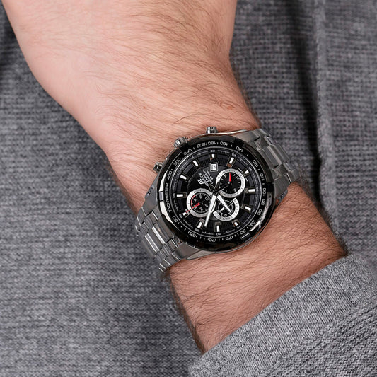 EF-539D | RELOJ CASIO EDIFICE ORIGINAL ACERO NEGRO AZUL | EDI-OG-17, EDI-OG-18