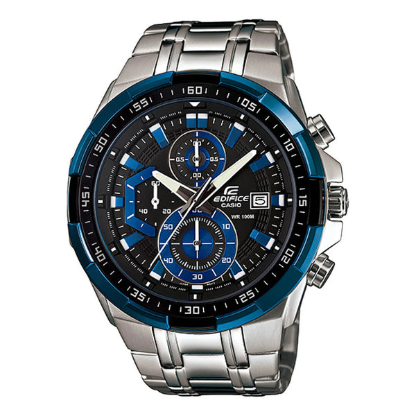 EFR-539 | RELOJ CASIO EDIFICE ORIGINAL ACERO CUERO AZUL NEGRO PLATEADO | EDI-OG-30, EDI-OG-31, EDI-OG-2