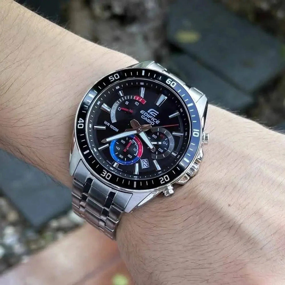 EFR-552D | RELOJ CASIO EDIFICE ORIGINAL ACERO PALTEADO AZUL NEGRO | EDI-OG-32, EDI-OG-33, EDI-OG-34