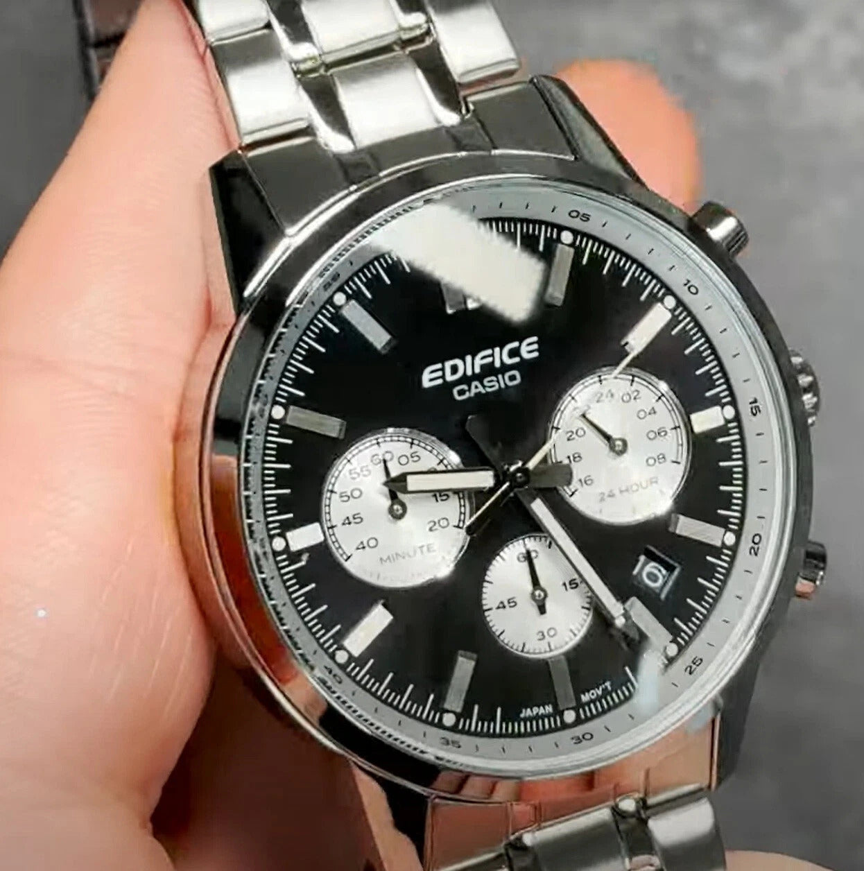 EFR-575 | RELOJ CASIO EDIFICE ORIGINAL ACERO CUERO GRIS NEGRO AZUL | EDI-OG-42, EDI-OG-43, EDI-OG-44