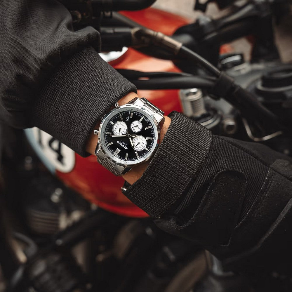 EFR-575 | RELOJ CASIO EDIFICE ORIGINAL ACERO CUERO GRIS NEGRO AZUL | EDI-OG-42, EDI-OG-43, EDI-OG-44