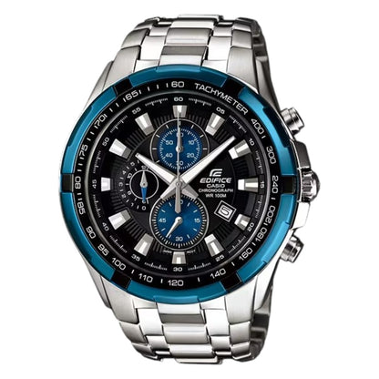 EF-539D | RELOJ CASIO EDIFICE ORIGINAL ACERO NEGRO AZUL | EDI-OG-17, EDI-OG-18