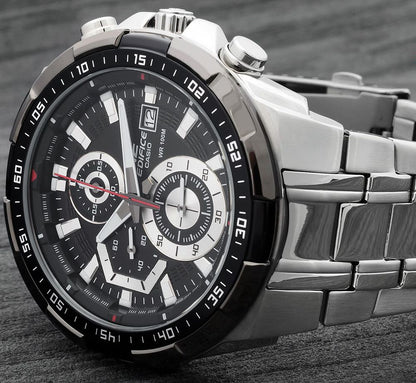 EFR-539 | RELOJ CASIO EDIFICE ORIGINAL ACERO CUERO AZUL NEGRO PLATEADO | EDI-OG-30, EDI-OG-31, EDI-OG-2