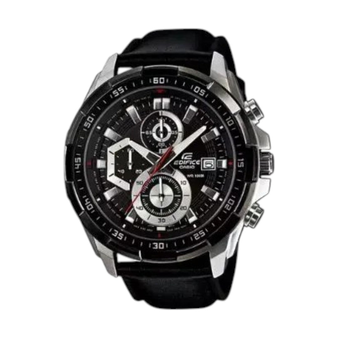 EFR-539 | RELOJ CASIO EDIFICE ORIGINAL ACERO CUERO AZUL NEGRO PLATEADO | EDI-OG-30, EDI-OG-31, EDI-OG-2