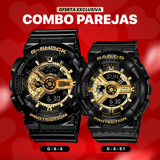 RELOJ DEPORTIVO G-SHOCK - PAREJA ORO #1 | SKU: G-S-51/G-S-4
