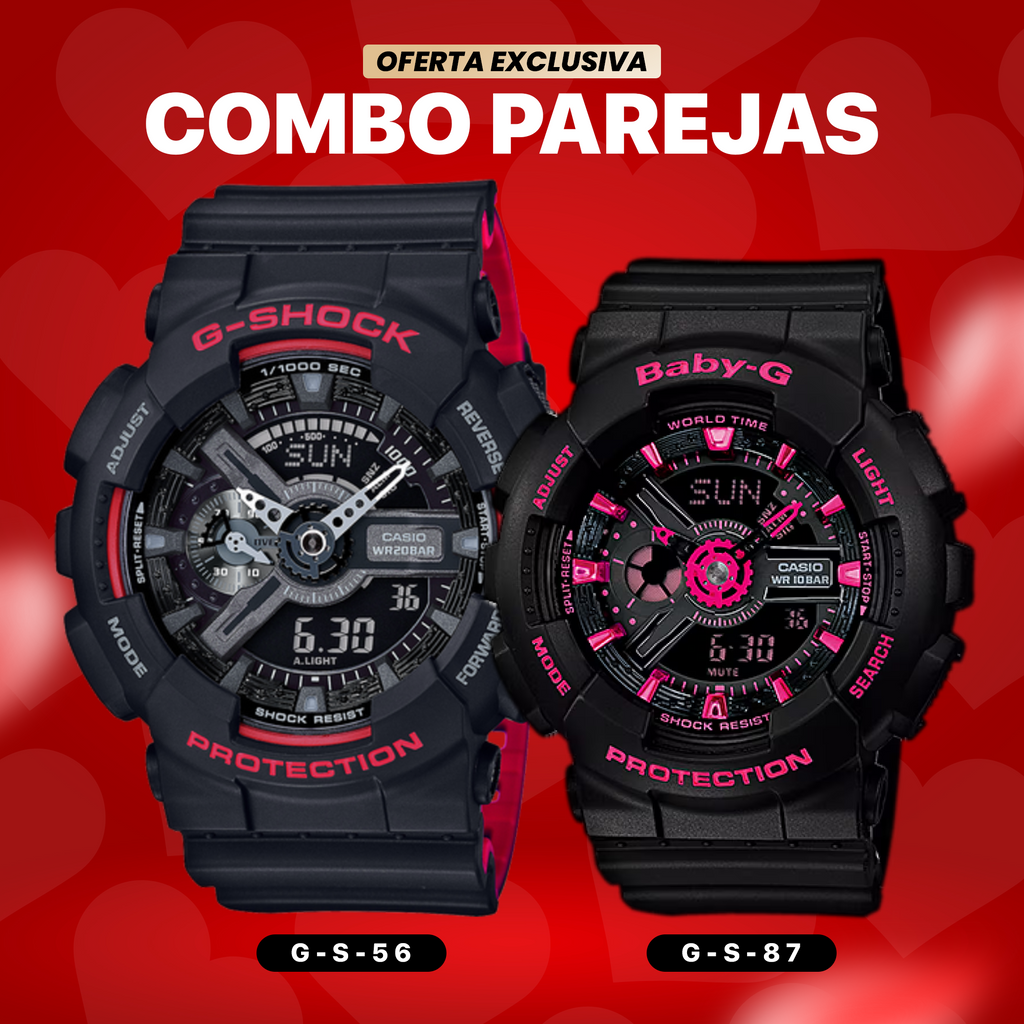 RELOJ DEPORTIVO G-SHOCK - PAREJA PINK/RED #4 | SKU: G-S-56/G-S-87