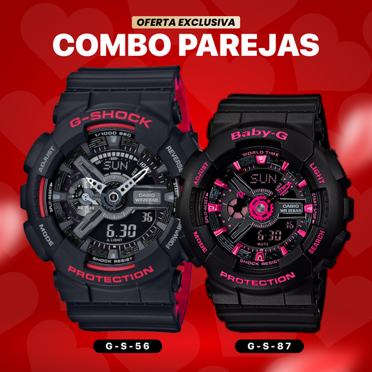 RELOJ DEPORTIVO G-SHOCK - PAREJA PINK/RED #4 | SKU: G-S-56/G-S-87