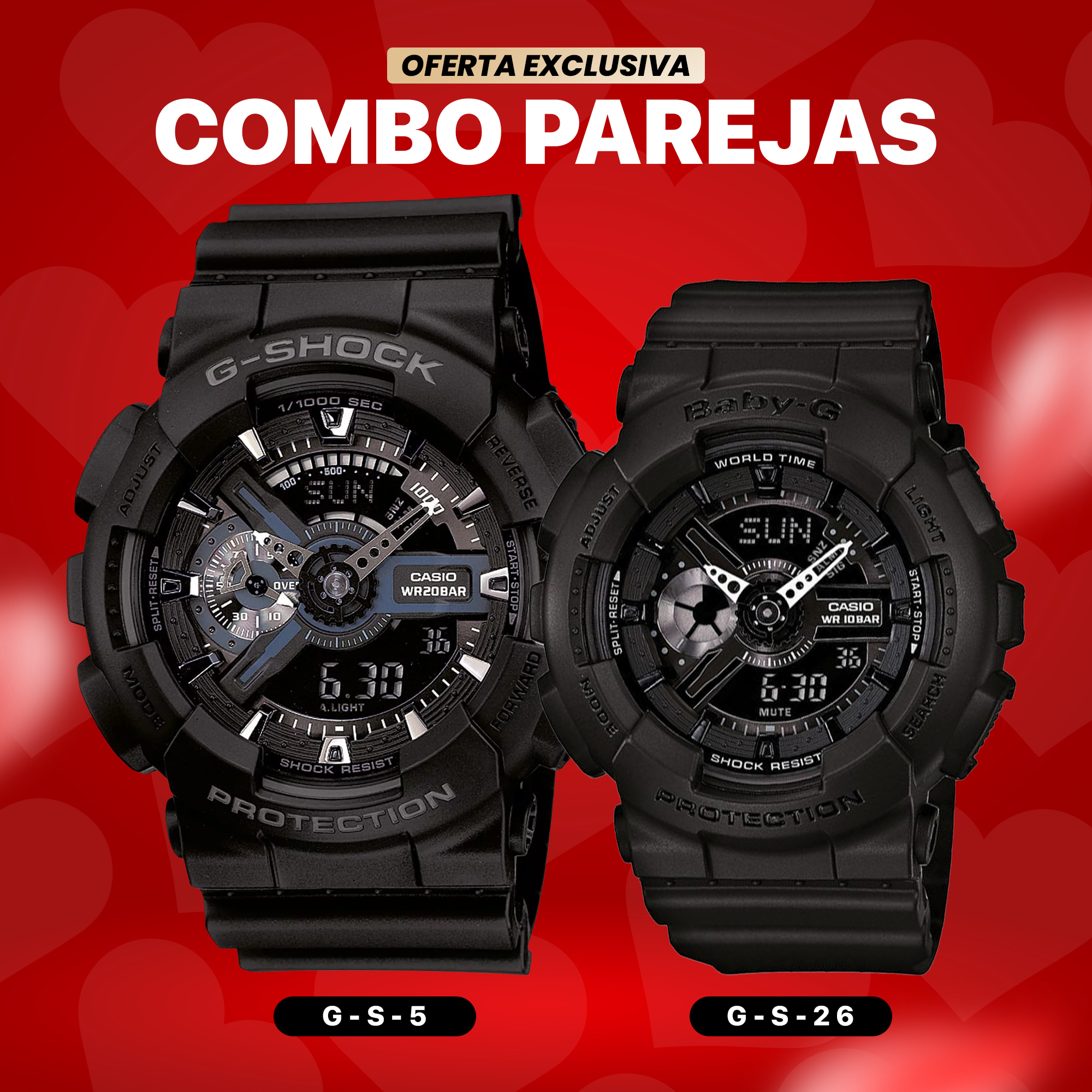 RELOJ DEPORTIVO G-SHOCK - PAREJA SILVER #2 | SKU: G-S-26/G-S-5