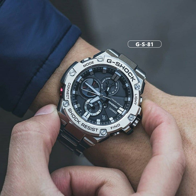 RELOJ G-SHOCK DE ACERO  PLATEADO VERDE GRIS | G-S-233 - G-S-330 - G-S-81