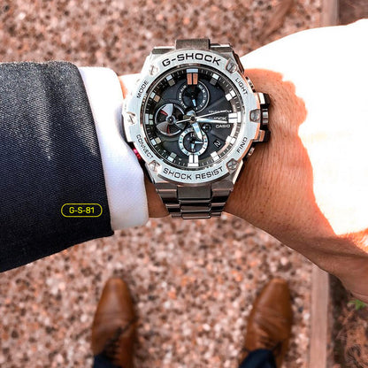 RELOJ G-SHOCK DE ACERO  PLATEADO VERDE GRIS | G-S-233 - G-S-330 - G-S-81