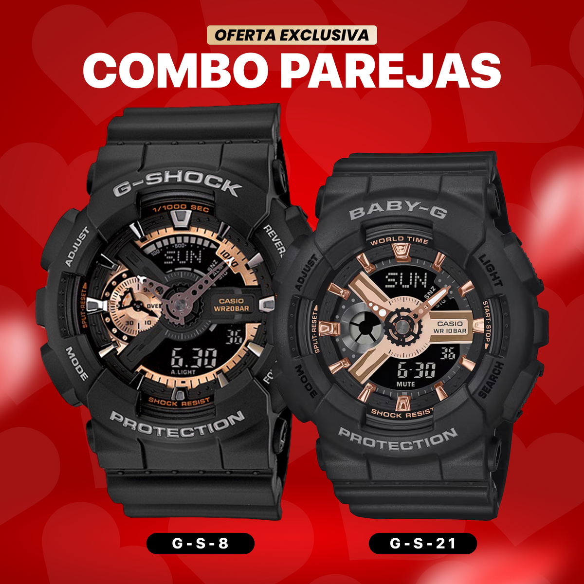 RELOJ DEPORTIVO G-SHOCK  - PAREJA BRONCE #3 | SKU: G-S-21/G-S-8