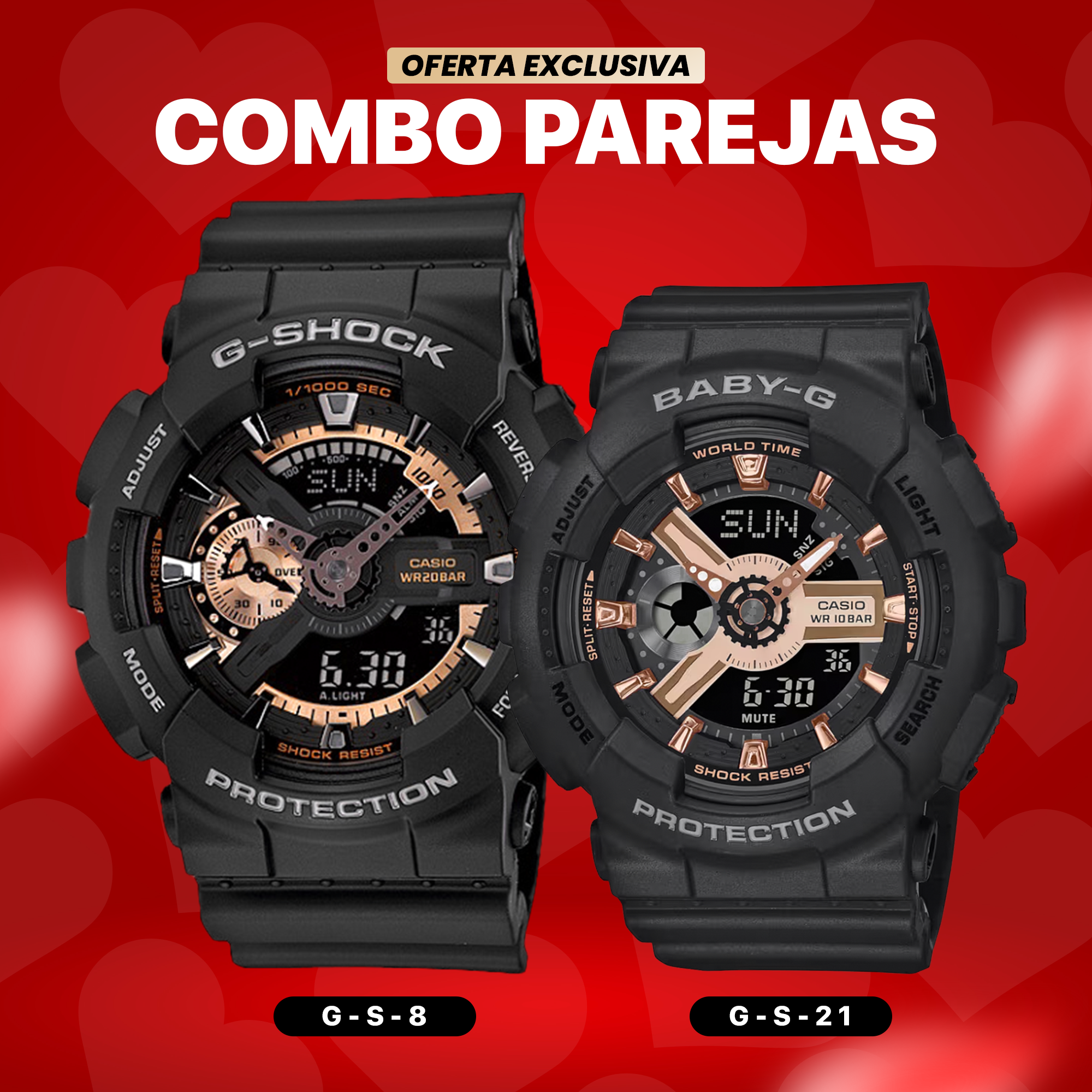 RELOJ DEPORTIVO G-SHOCK  - PAREJA BRONCE #3 | SKU: G-S-21/G-S-8