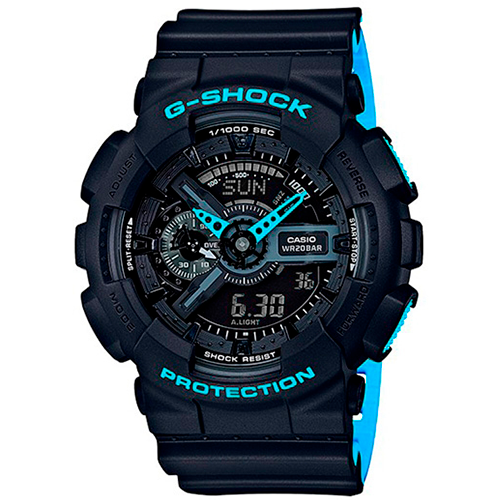 RELOJ G-SHOCK DEPORTIVO CELESTE NEGRO | GA-110LN-1A | G-S-19