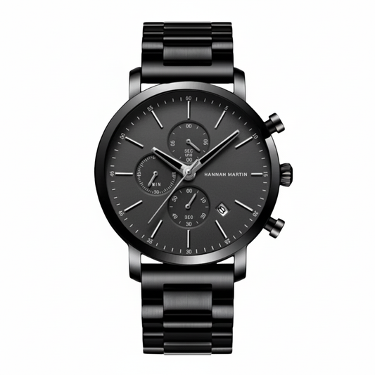 RELOJ ORIGINAL HANNAH MARTIN - CASUAL Y ELEGANTE - NEGRO CON ESLABONES | HAN - 100