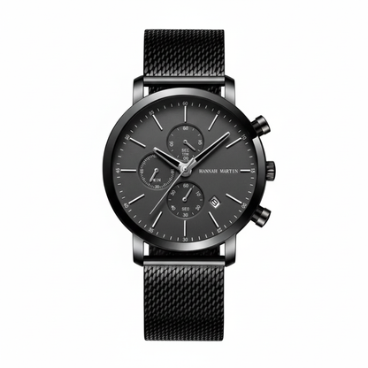 RELOJ ORIGINAL HANNAH MARTIN - CASUAL Y ELEGANTE - NEGRO CON CORREA DE MALLA| HAN - 101