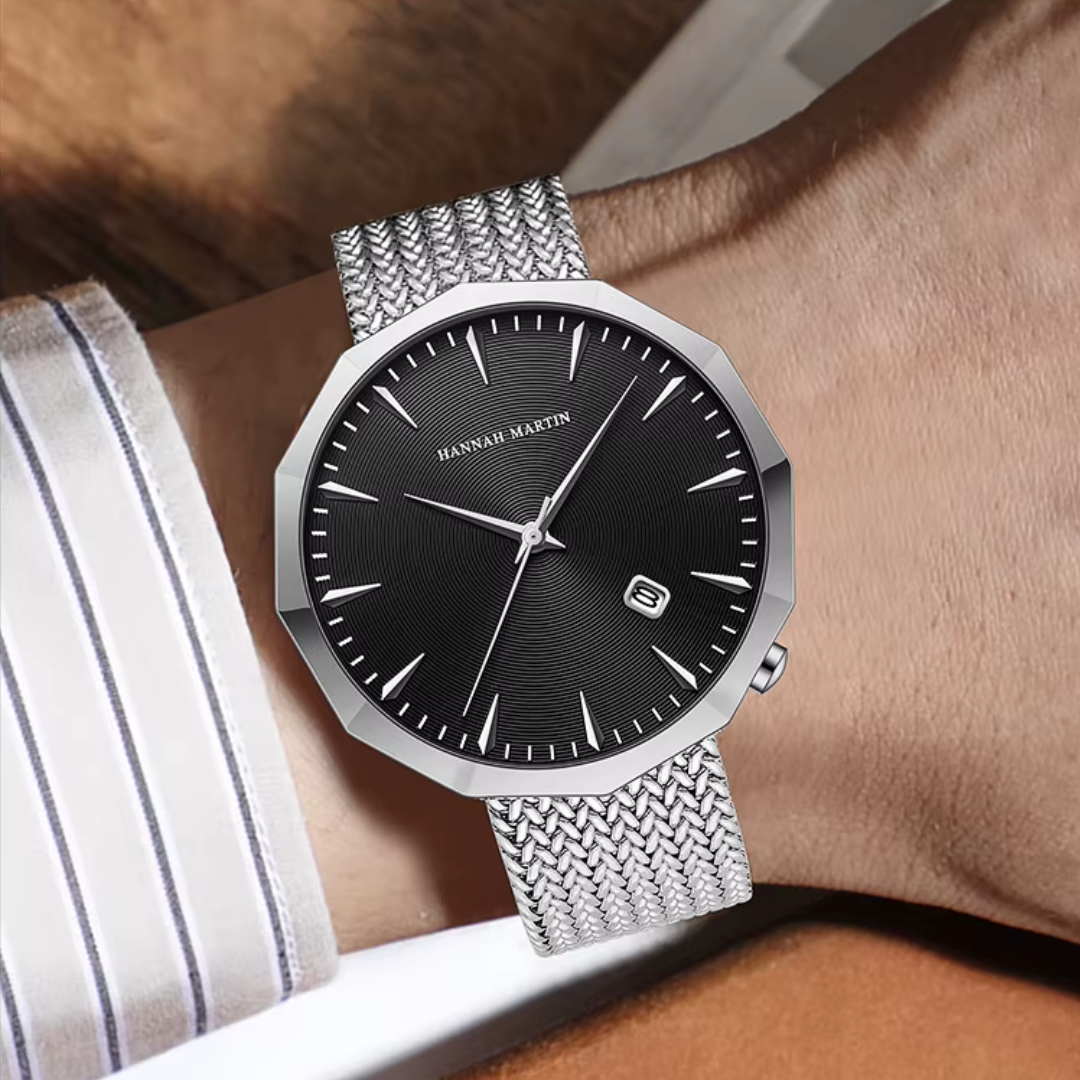RELOJ HANNAH MARTIN ORIGINAL ELEGANTE NEGRO, PLATEADO Y DORADO HM-1541 | HAN-110, HAN-111, HAN-112, HAN-113