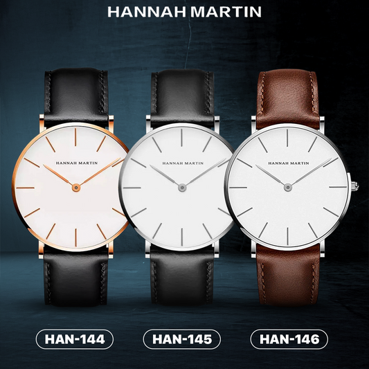 RELOJ ORGINAL HANNAH MARTIN HM-CB01 - ELEGANTE Y CASUAL NEGRO/MARRON | HAN-144, HAN-145, HAN-146