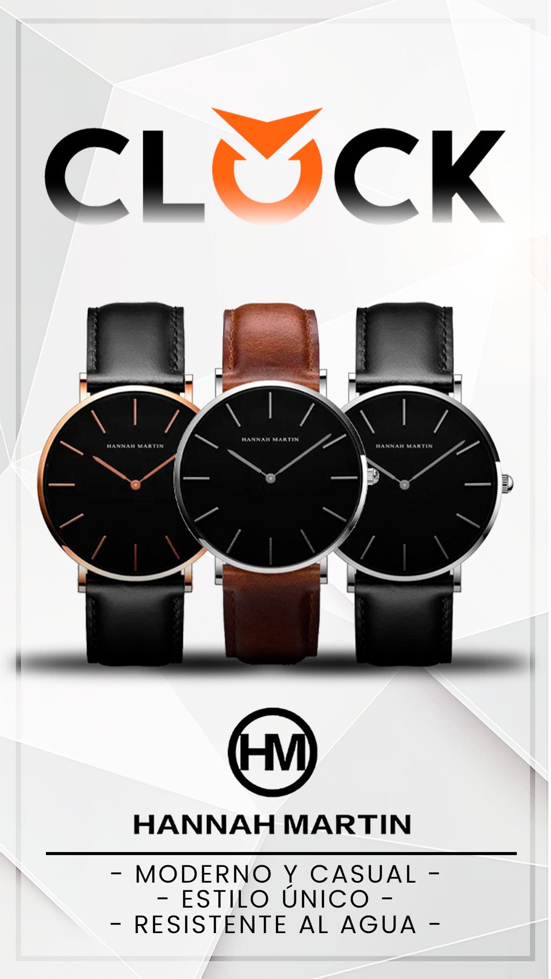 HM-CH02 | RELOJ HANNAH MARTIN DE CUERO NEGRO