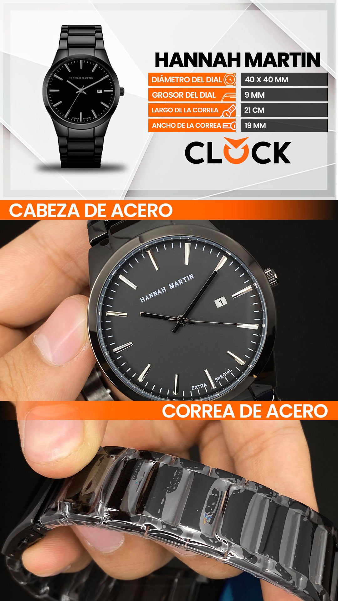 RELOJ HANNAH MARTIN ORIGINAL COLOR NEGRO | HAN-26