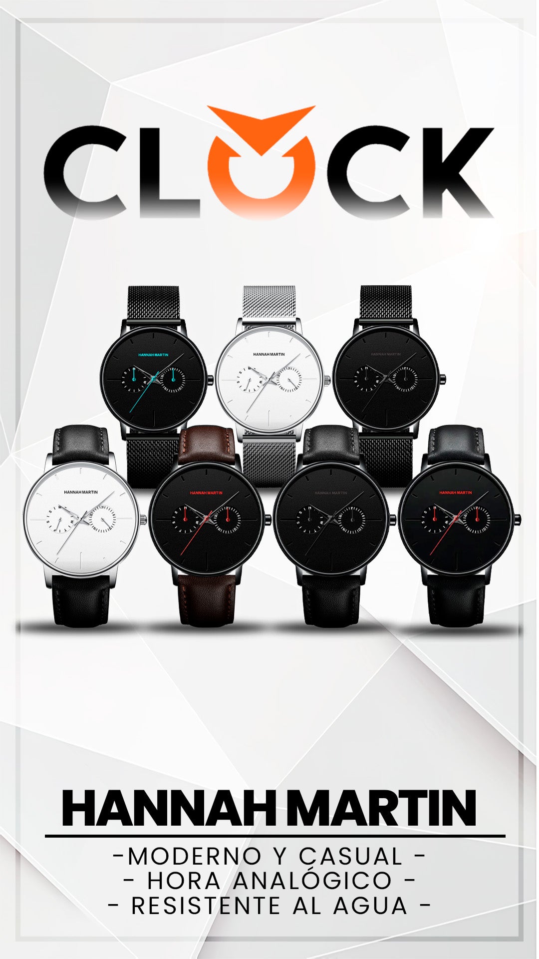 RELOJ ORIGINAL HANNAH MARTIN 150 ELEGANTE Y CASUAL - NEGRO, PLATEADO , GRIS, BLANCO Y MARRON | HAN-73 | HAN-74 | HAN-75 | HAN-76 | HAN-77 | HAN-78 | HAN-139