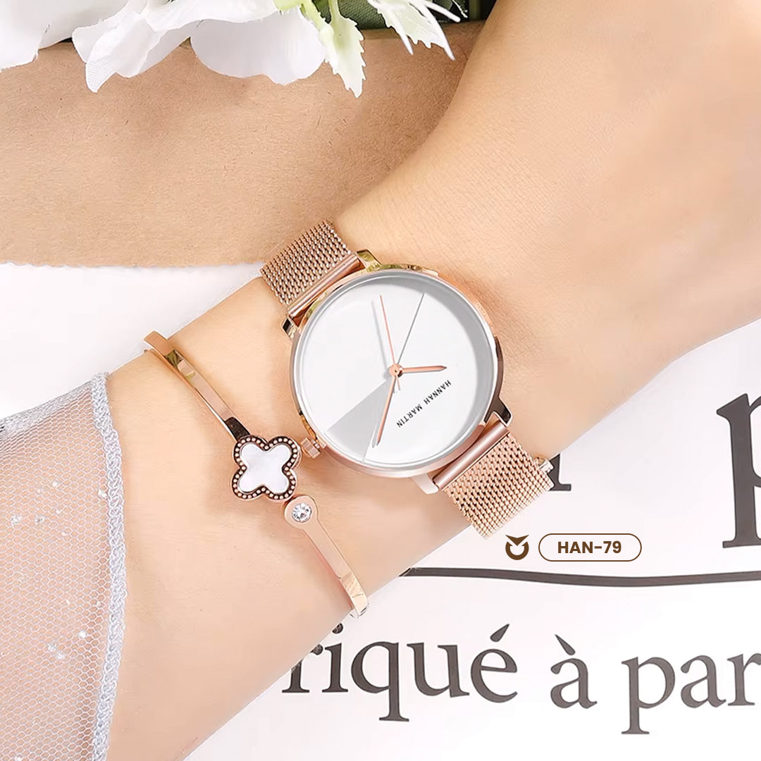 RELOJ HANNAH MARTIN ORIGINAL ELEGANTE DORADO Y PLATEADO HM-133 | HAN-79 | HAN-80 | HAN-81 PARA MUJER