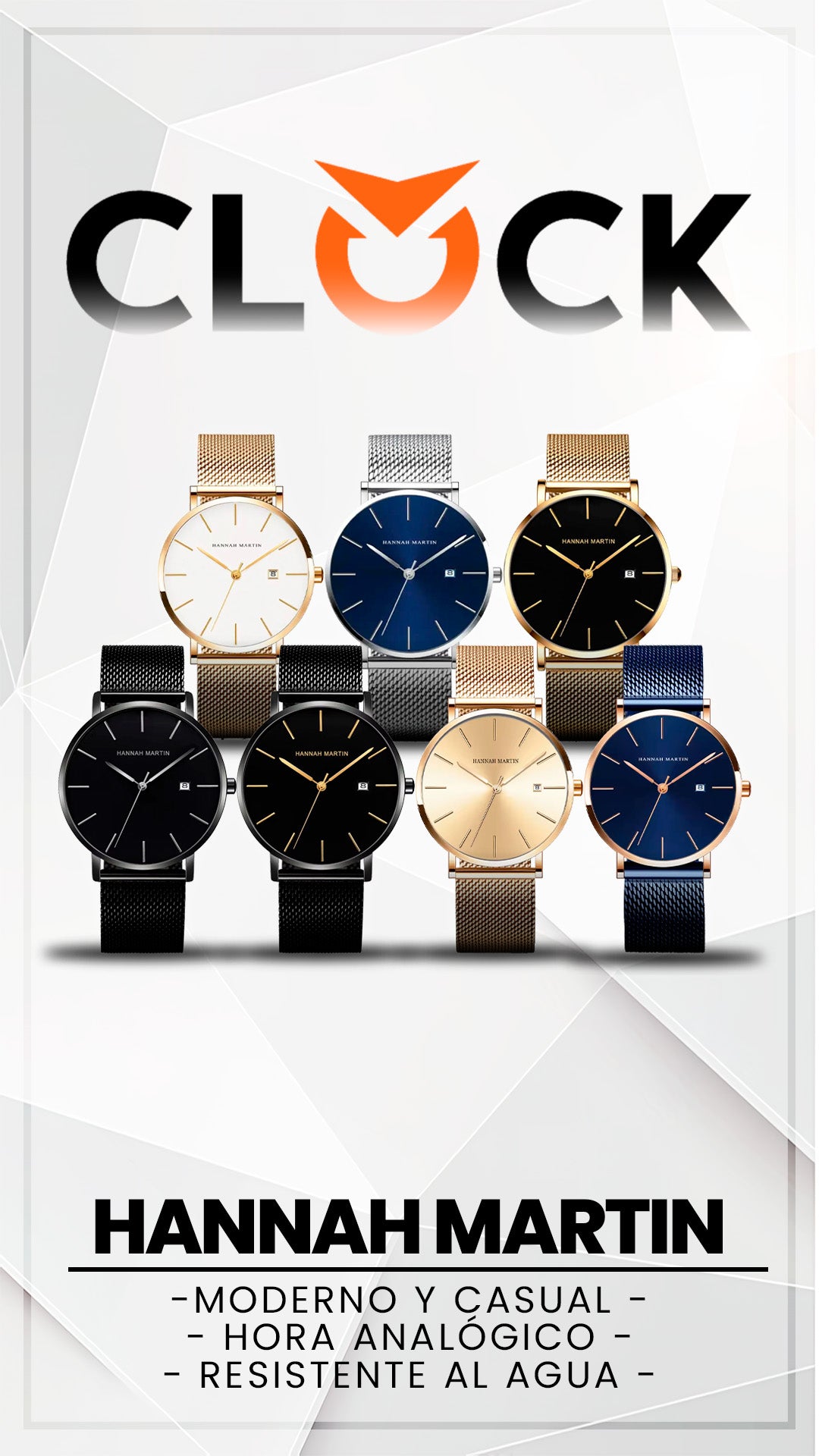 RELOJ ORIGINAL HANNAH MARTIN HM151 ELEGANTE Y CASUAL - NEGRO,  AZUL Y DORADO HAN-84 | HAN-85 | HAN-86 | HAN-87 | HAN-150 | HAN-151 | HAN-152