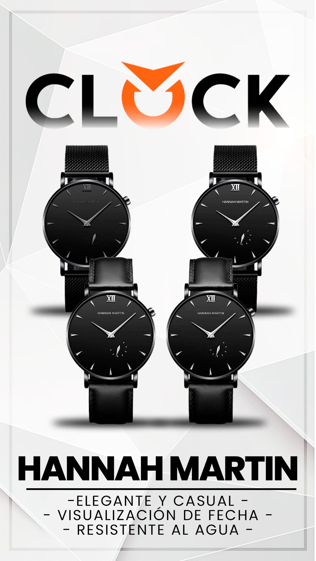 RELOJ ORIGINAL HANNAH MARTIN - ELEGANTE Y CASUAL - NEGRO | HAN-92 | HAN-93 | HAN-128 | HAN-129