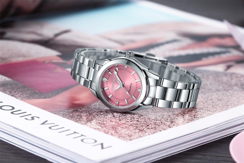 RELOJ CHRONOS PLOMO Y ROSA PARA MUJER | SKU: CHR-7