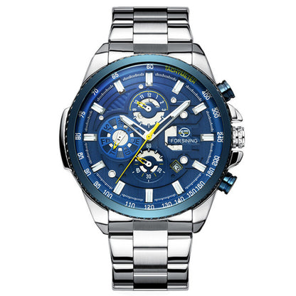 TM428 | RELOJ SKELETON FORSINING  ORIGINAL NEGRO/PLATEADO ACERO | FOR-16, FOR-17, FOR-18