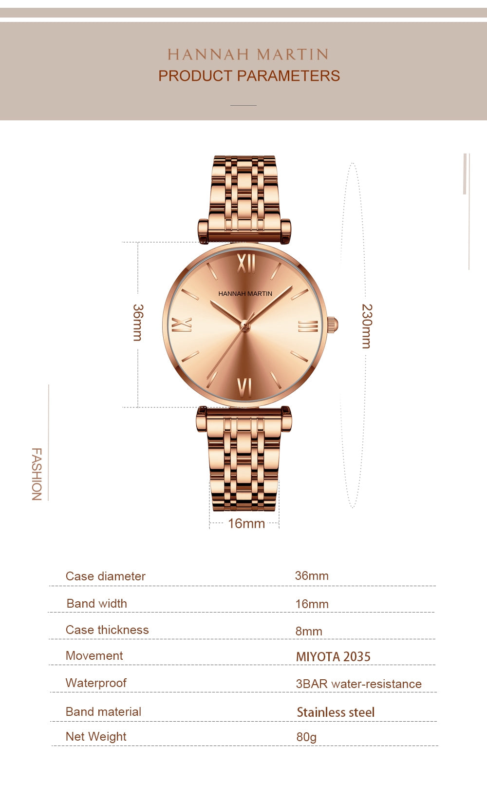 RELOJ HANNAH MARTIN HM -1522 ROSA | HAN-59 | HAN-57 | HAN-58