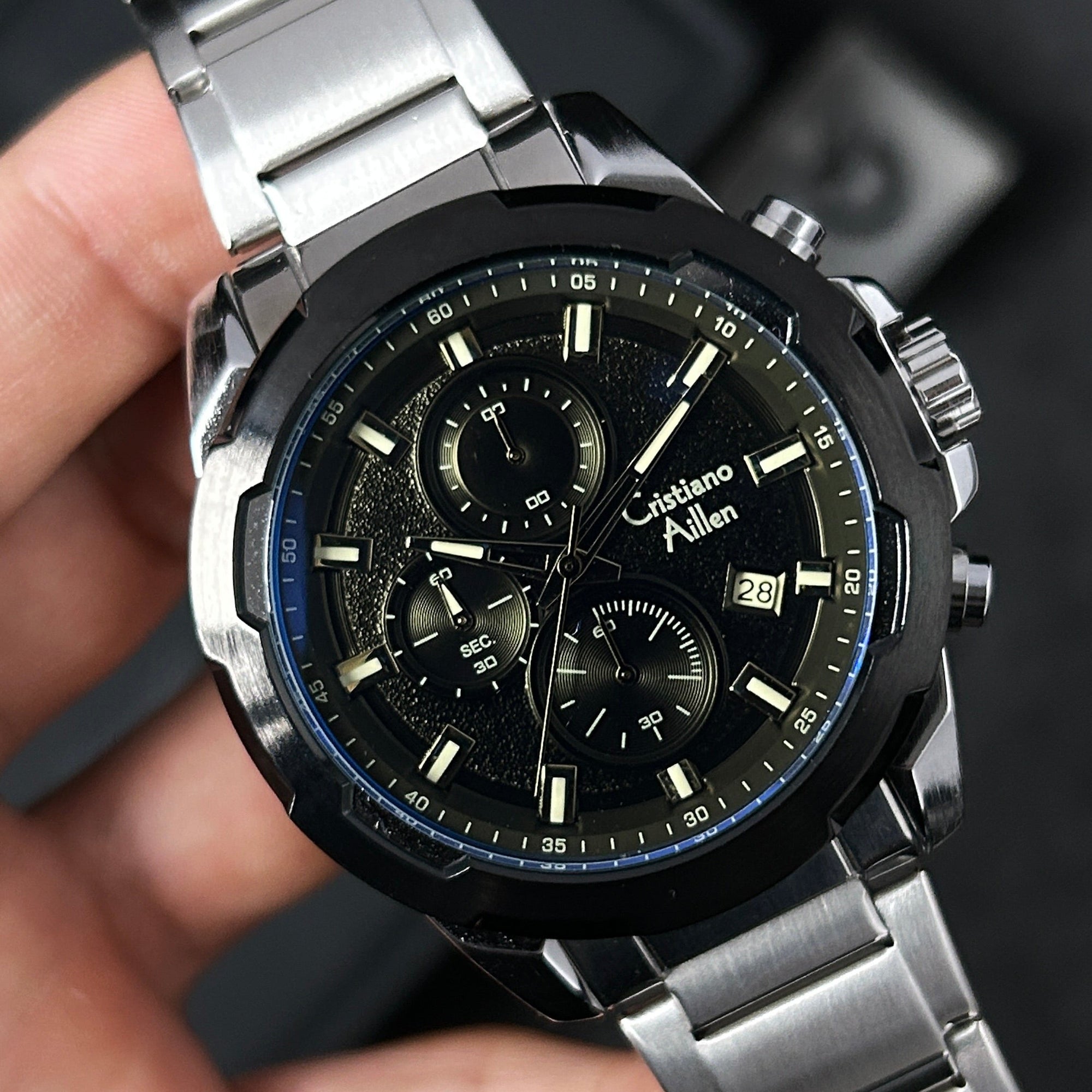 RELOJ CRISTIANO AILLEN ORIGINAL - NEGRO AZUL PLATEADO | CRI-8, CRI-9, CRI-10