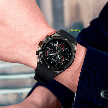 RELOJ MEGIR  DE GOMA CASUAL NEGRO  | MEG-18