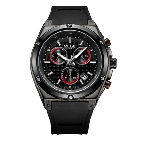RELOJ MEGIR  DE GOMA CASUAL NEGRO  | MEG-18