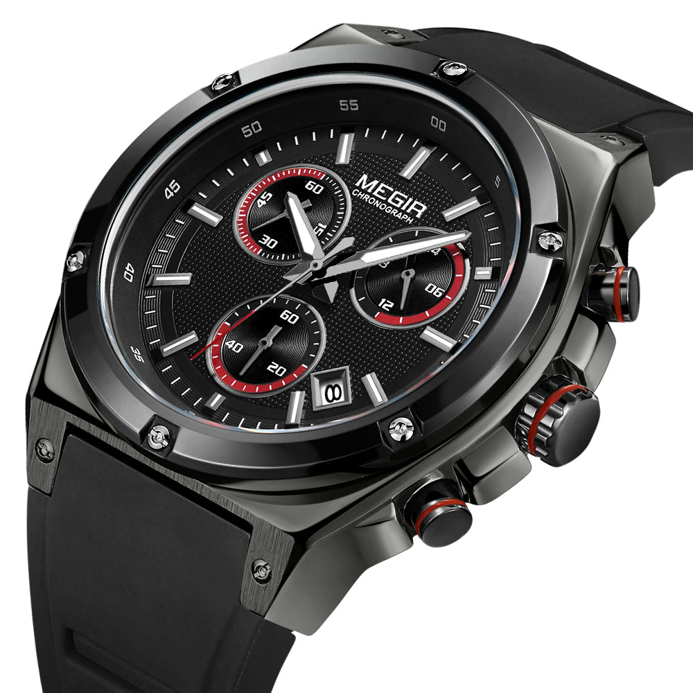 RELOJ MEGIR  DE GOMA CASUAL NEGRO  | MEG-18