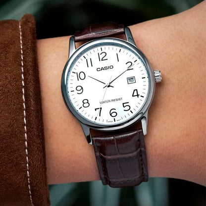 RELOJ CASIO MTP-V002GL ORIGINAL MARRON| SKU: CAS-123