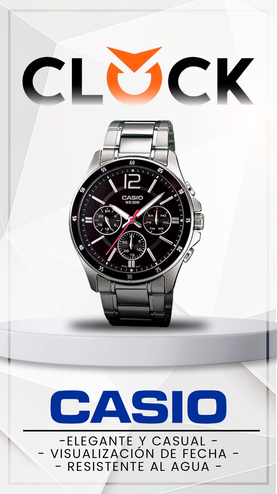 MTP-1374D | RELOJ CASIO ORIGINAL DE ACERO PLATEADO | CAS-92