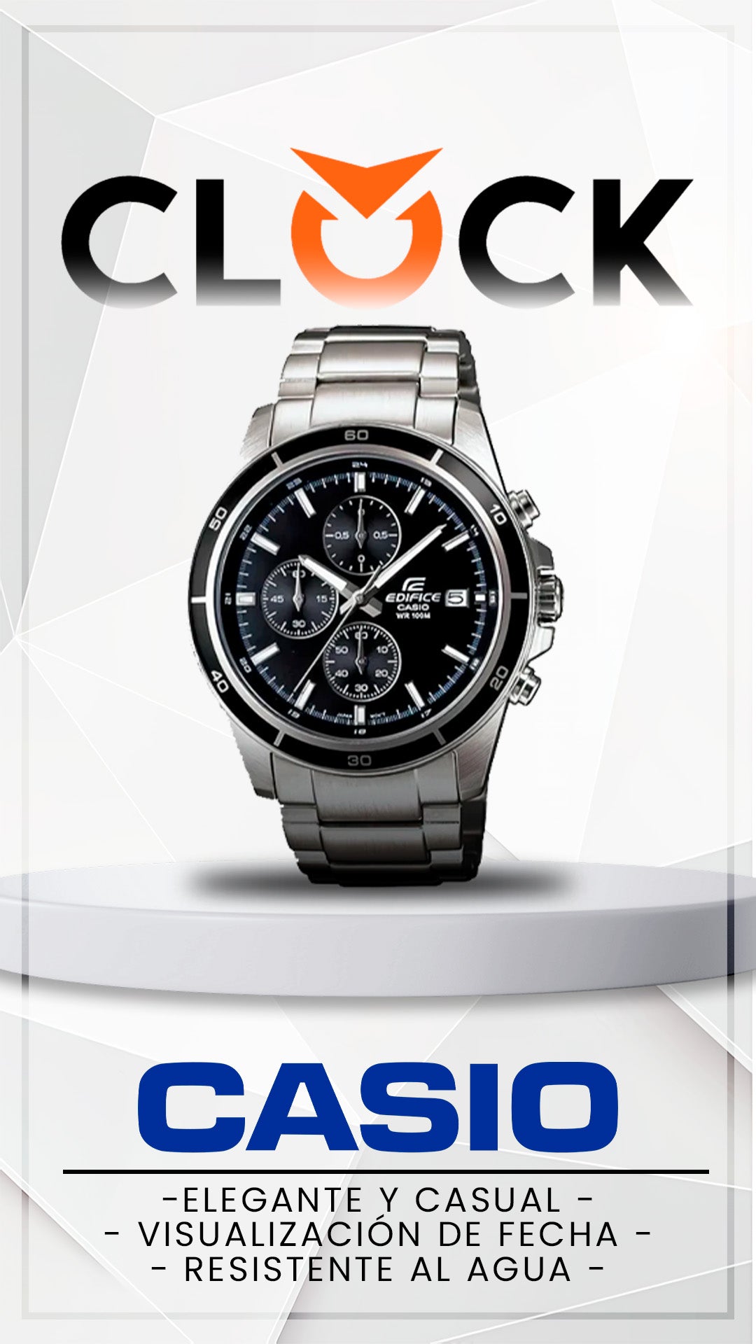 EFR-526 | RELOJ EDIFICE ORIGINAL DE ACERO PLATEADO | EDI-OG-9