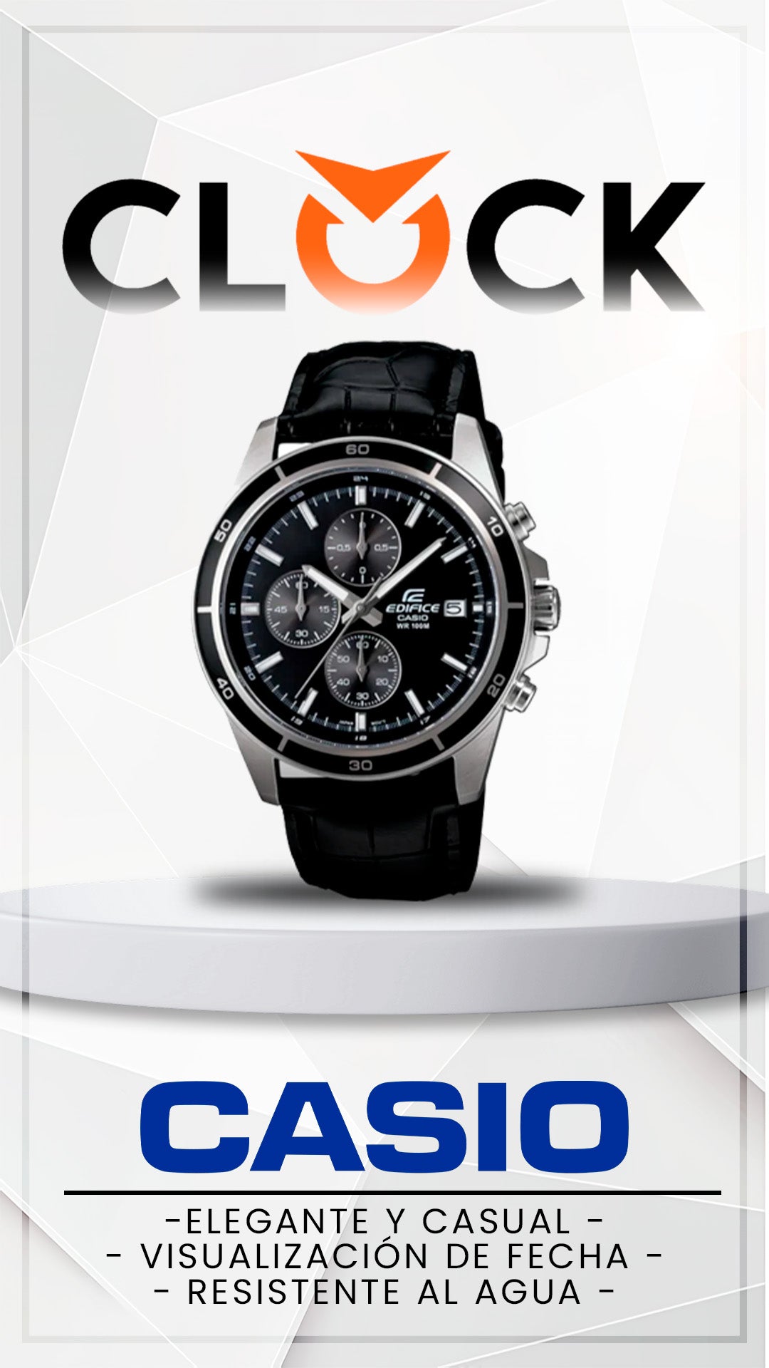 EFR-526 | RELOJ EDIFICE ORIGINAL DE CUERO NEGRO | EDI-OG-7