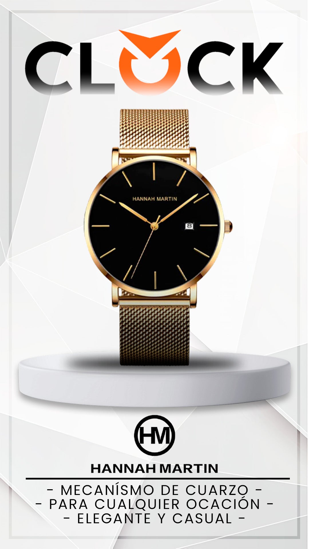 RELOJ ORIGINAL HANNAH MARTIN ELEGANTE Y CASUAL - DORADO | HAN-151