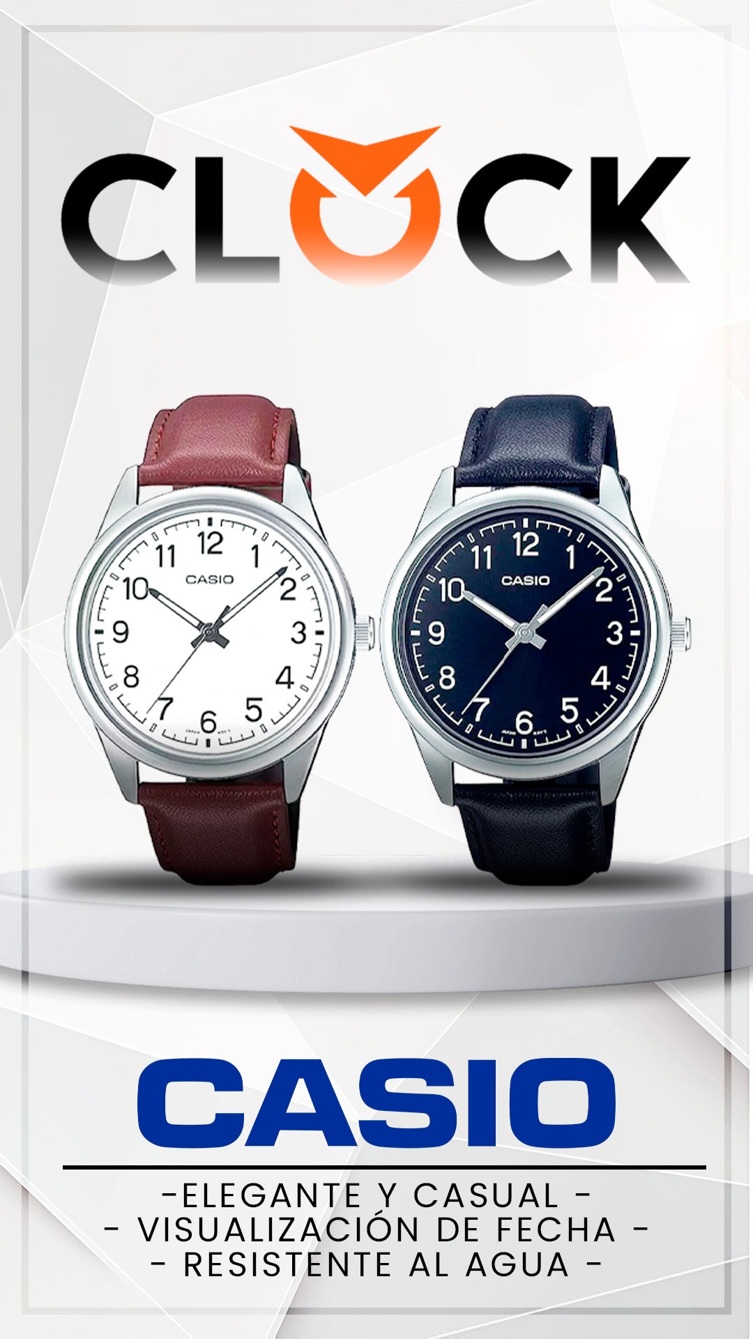 MTP-V005 | RELOJ CASIO ORIGINAL DE CUERO NEGRO/BLANCO | CAS-231, CAS-233