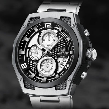 RELOJ NAVIFORCE NF 8051 ORIGINAL ELEGANTEN NEGRO PLATEADO Y VERDE 8051  | NAV-105, NAV-106, NAV-107