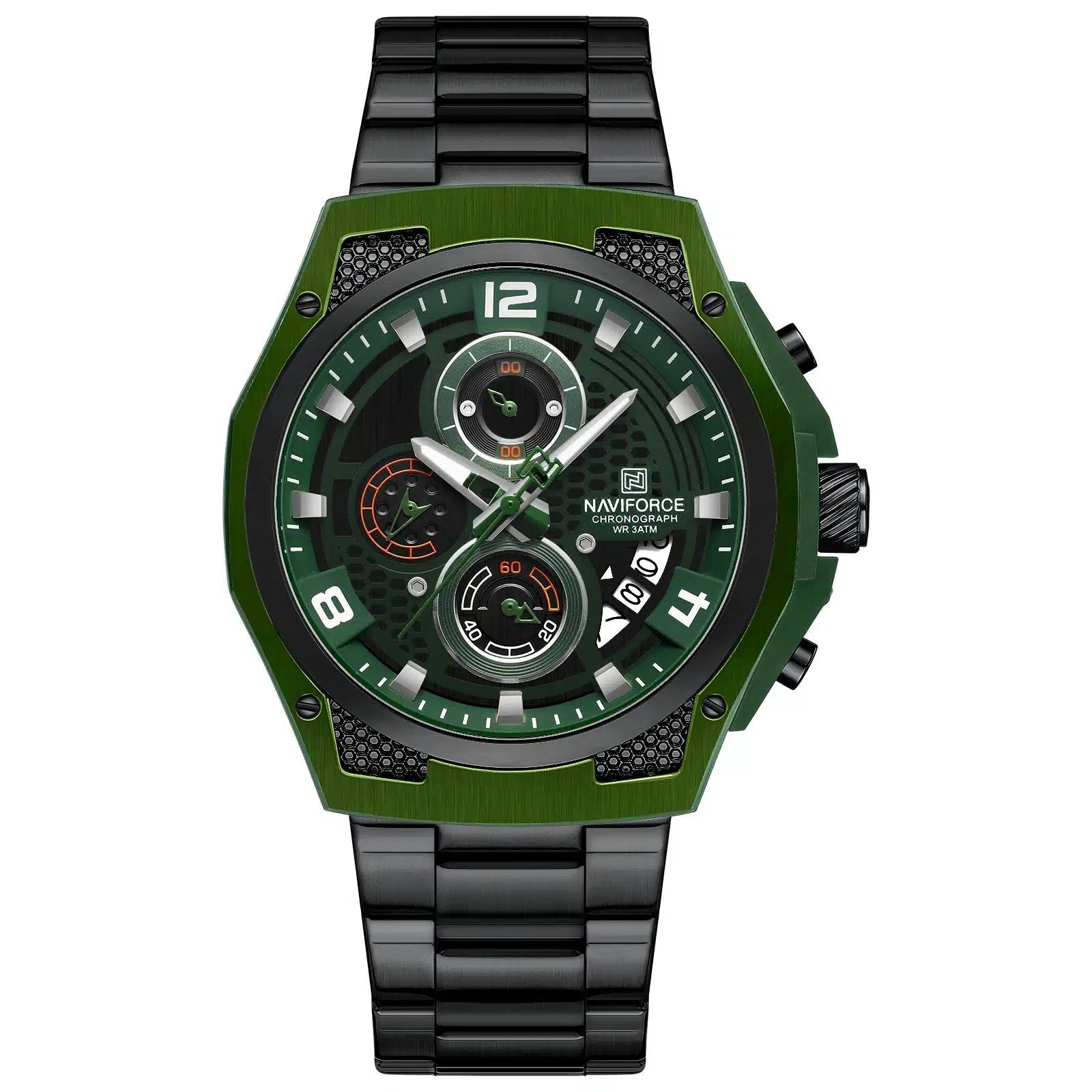 RELOJ NAVIFORCE NF 8051 ORIGINAL ELEGANTEN NEGRO PLATEADO Y VERDE 8051  | NAV-105, NAV-106, NAV-107