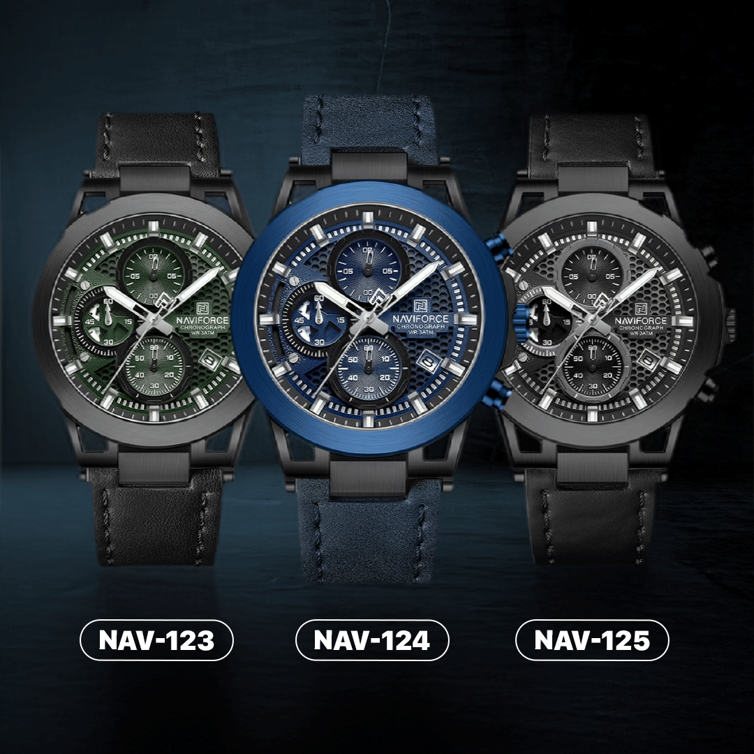 RELOJ NAVIFORCE NF8073 ORIGINAL ELEGANTE NEGRO Y AZUL | NAV-123, NAV-124, NAV-125