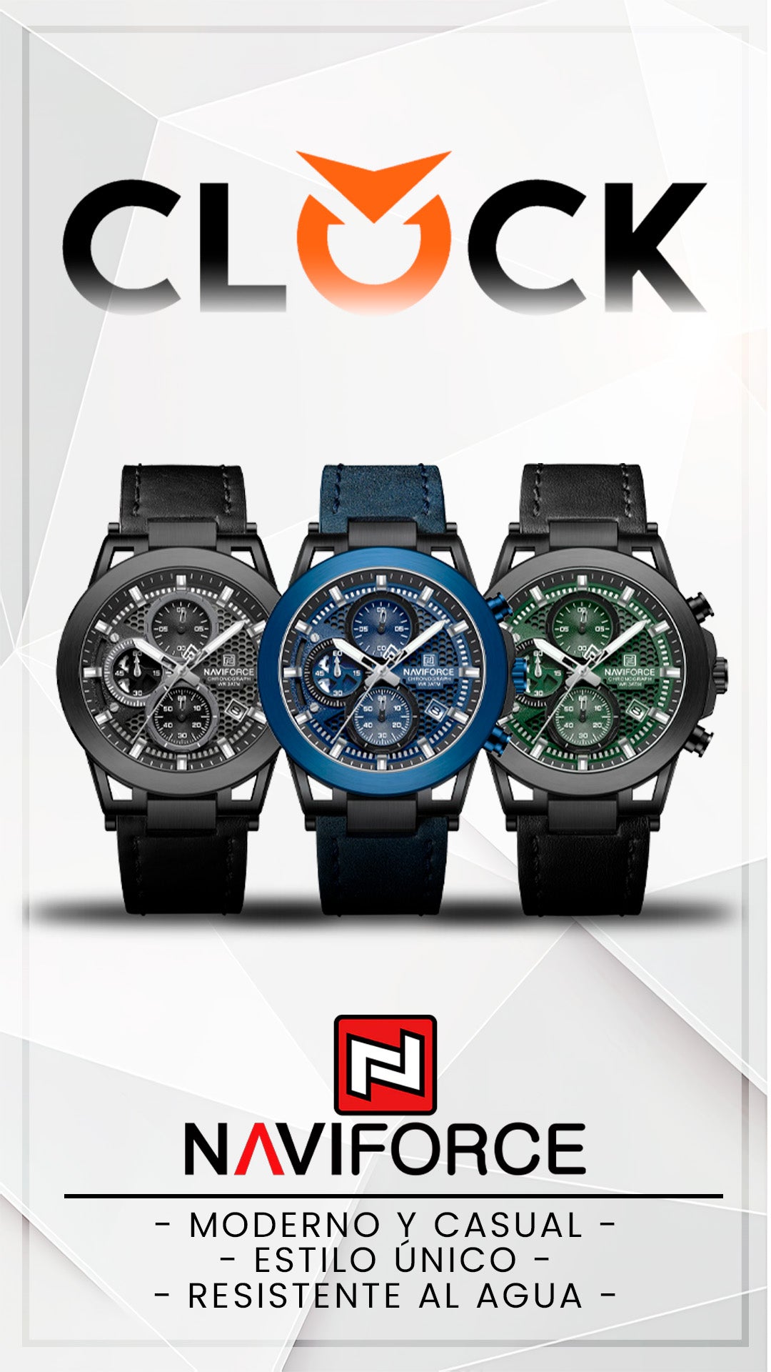 RELOJ NAVIFORCE NF8073 ORIGINAL ELEGANTE NEGRO Y AZUL | NAV-123, NAV-124, NAV-125