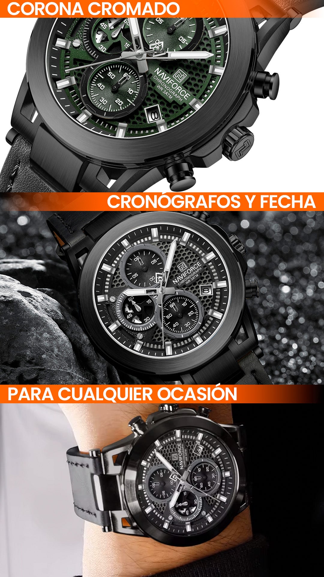 RELOJ NAVIFORCE NF8073 ORIGINAL ELEGANTE NEGRO Y AZUL | NAV-123, NAV-124, NAV-125