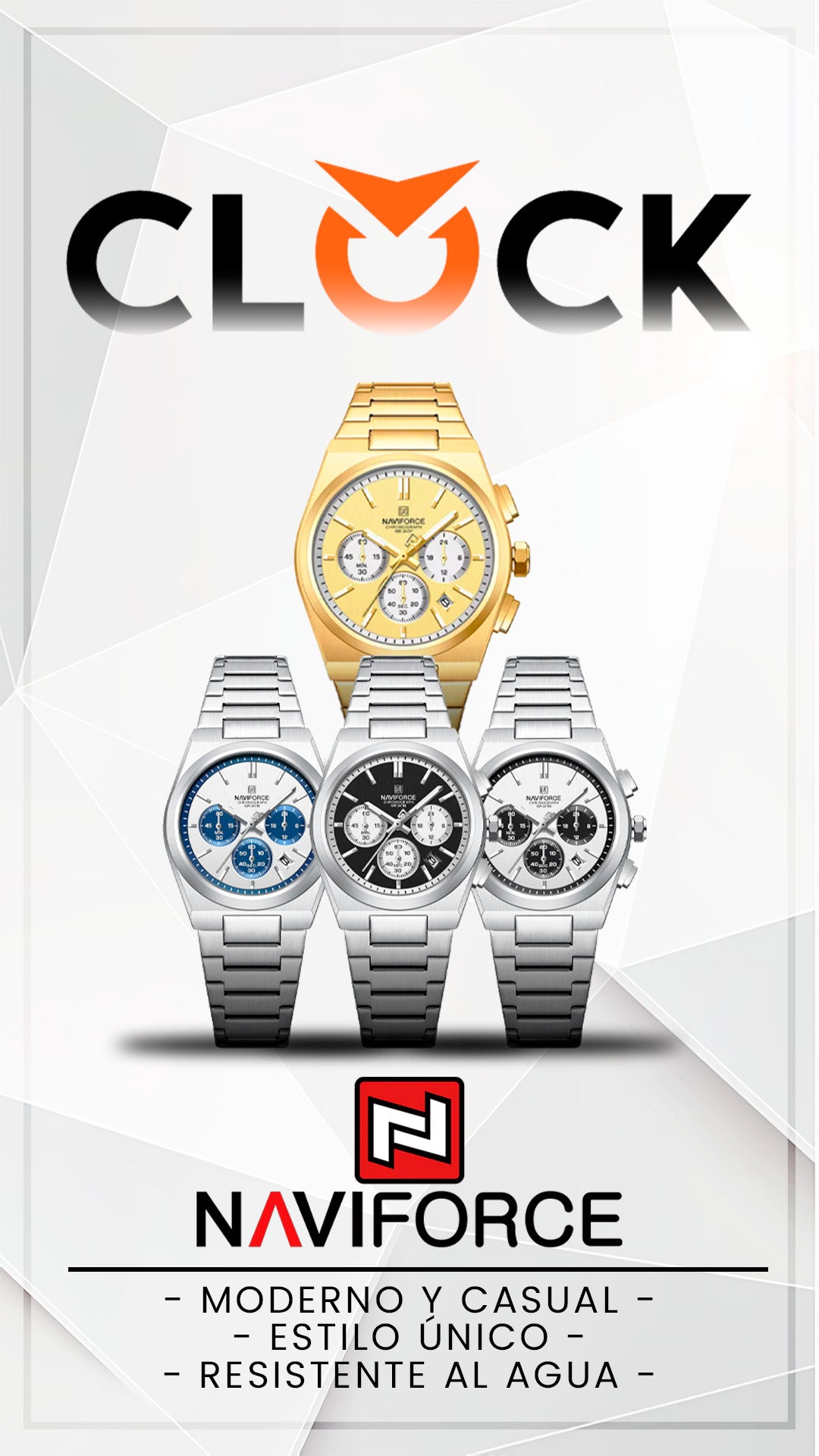 RELOJ NAVIFORCE ORIGINAL PLATEADO| NAV-176, NAV-177, NAV-178, NAV-179