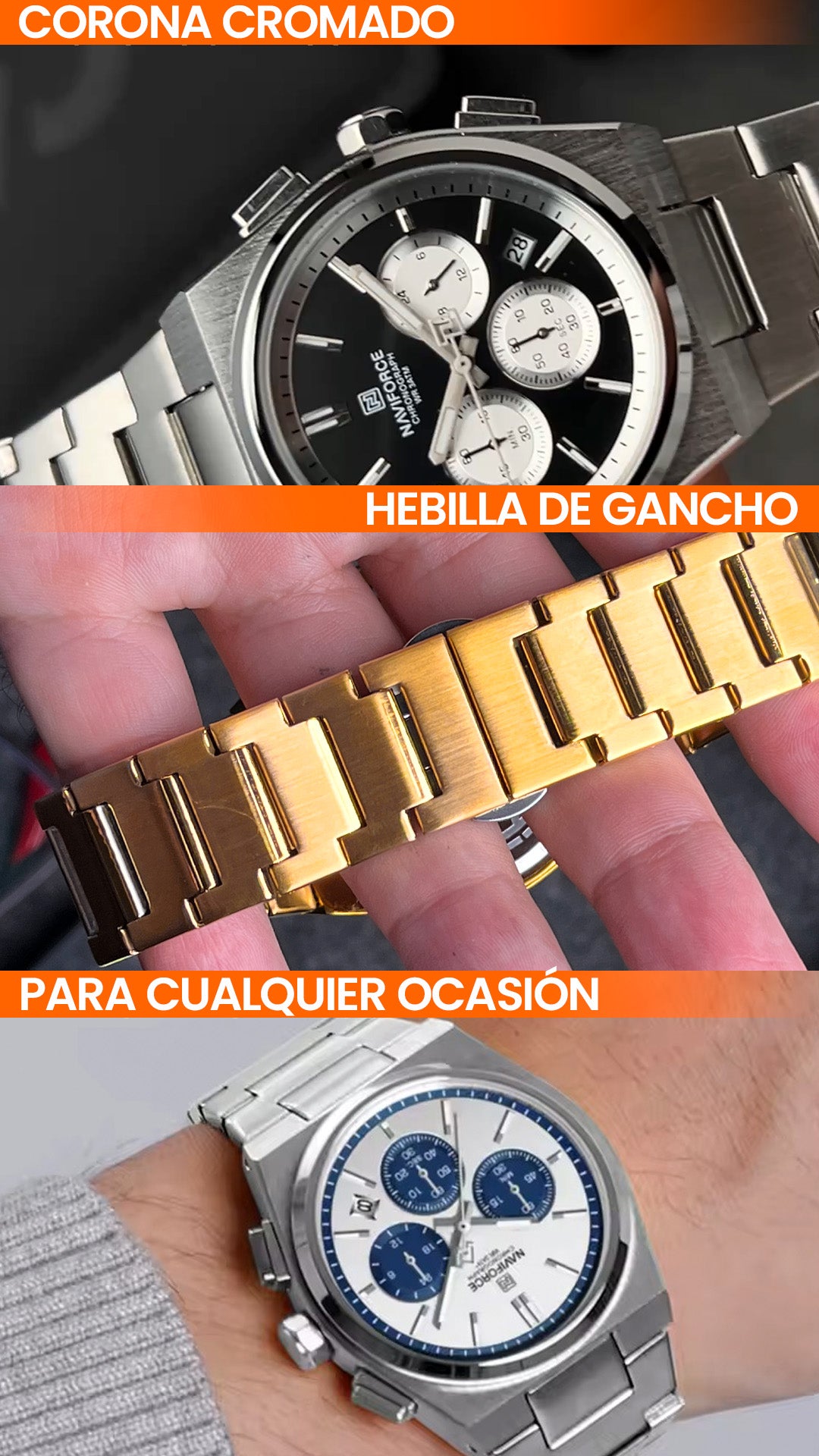 RELOJ NAVIFORCE ORIGINAL PLATEADO| NAV-176, NAV-177, NAV-178, NAV-179